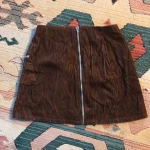 Asymmetrical Brown Corduroy Mini Skirt